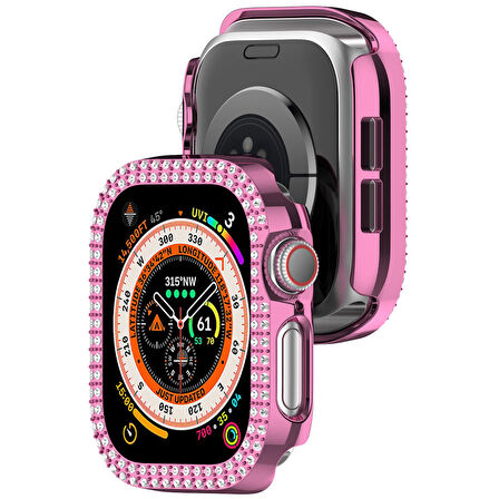 Apple Watch 10. Nesil 42mm Uyumlu Parlak Taşlı 360 Tam Koruma Kapak Kılıf