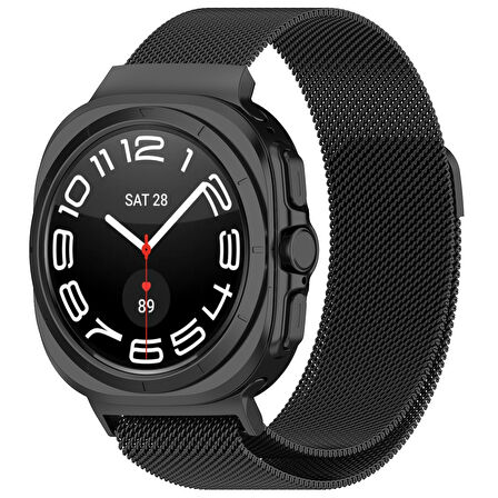 Samsung Galaxy Watch 7 Ultra Uyumlu Metal Hasır Manyetik Kordon Kayış