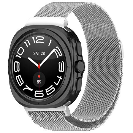 Samsung Galaxy Watch 7 Ultra Uyumlu Metal Hasır Manyetik Kordon Kayış