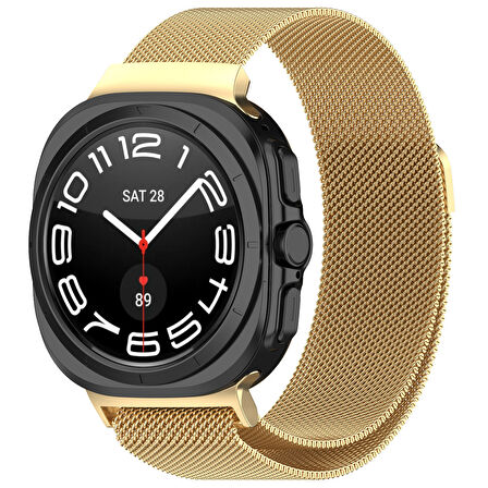 Samsung Galaxy Watch 7 Ultra Uyumlu Metal Hasır Manyetik Kordon Kayış