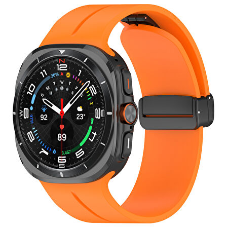 Samsung Galaxy Watch 7 Ultra 47mm Uyumlu Manyetik Mıknatıslı Band Silikon Kordon Kayış
