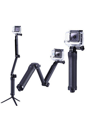 Katlanabilir 3 Way Çok Yönlü Aksiyon Kamera GoPro ile Uyumlu Tripod Monopod