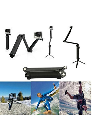 Katlanabilir 3 Way Çok Yönlü Aksiyon Kamera GoPro ile Uyumlu Tripod Monopod