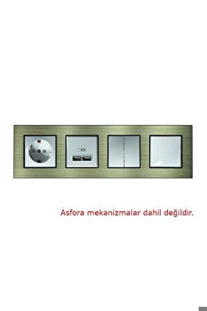 Asfir Schneider Asfora Serisi Alüminyum Bronz Dörtlü Çerçeve ALG104-71 Modeli