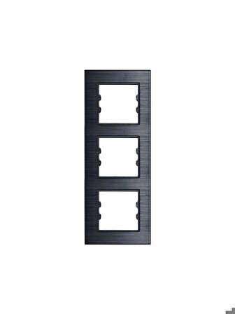 Asfir Schneider Asfora Serisi Alüminyum Onyx Dikey Üçlü Çerçeve ALG313-71 Modeli