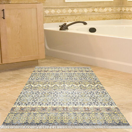 Dekoreko Kaymaz Taban Djt Banyo Halısı Yıldız Deri Saçaklı İskandinav 1700