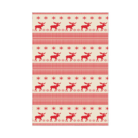 Alanur Home Yılbaşına Özel Pamuk Dijital Yıkanabilir Halı Chr6M