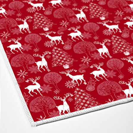 Alanur Home Yılbaşına Özel Keçe Dijital Yıkanabilir Halı Chr3M