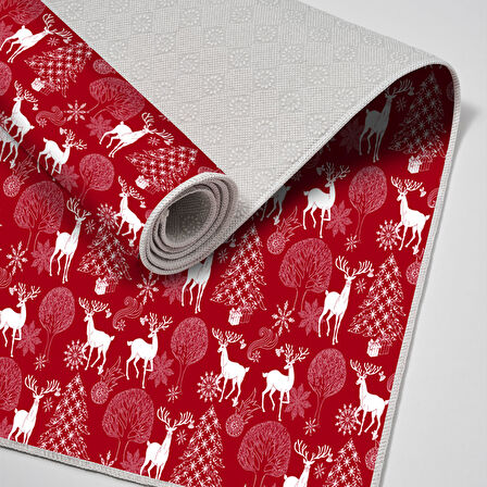 Alanur Home Yılbaşına Özel Keçe Dijital Yıkanabilir Halı Chr3M