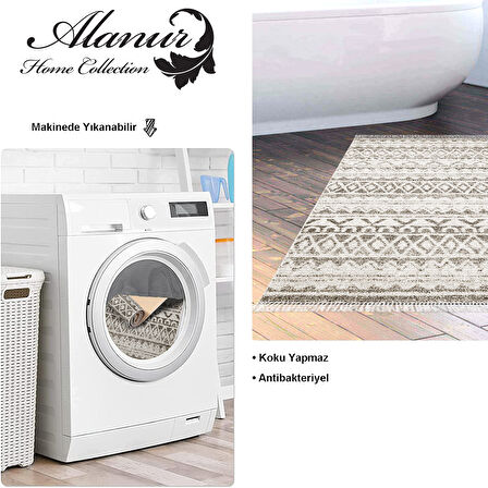 Dekoreko Kaymaz Taban Djt Banyo Halısı Yıldız Deri Saçaklı İskandinav F5078