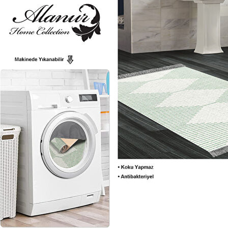 Dekoreko Kaymaz Taban Djt Banyo Halısı Yıldız Deri Saçaklı İskandinav F5085