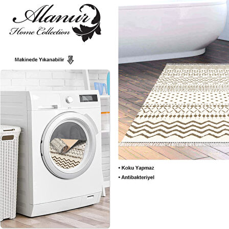 Dekoreko Kaymaz Taban Djt Banyo Halısı Yıldız Deri Saçaklı İskandinav F5086