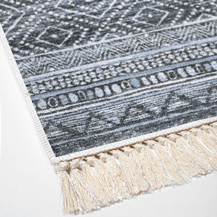 Dekoreko Kaymaz Taban Djt Banyo Halısı Yıldız Deri Saçaklı İskandinav F5087