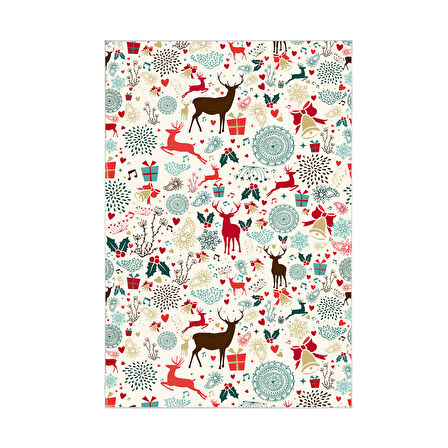 Alanur Home Yılbaşına Özel Pamuk Dijital Yıkanabilir Halı Chr13M