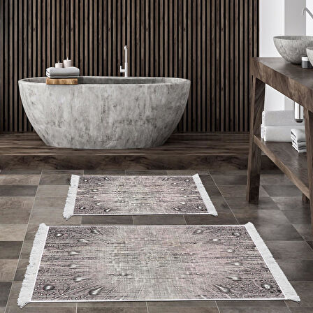 Eko Trend Djt 2 Li Yıkanabilir Kaymaz Taban Banyo Paspas Klozet Takımı 743 Modern