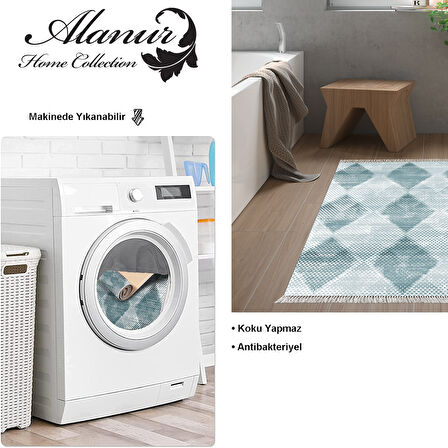 Dekoreko Kaymaz Taban Djt Banyo Halısı Yıldız Deri Saçaklı İskandinav F5131