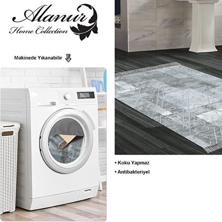 Dekoreko Kaymaz Taban Djt Banyo Halısı Yıldız Deri Saçaklı İskandinav F5132