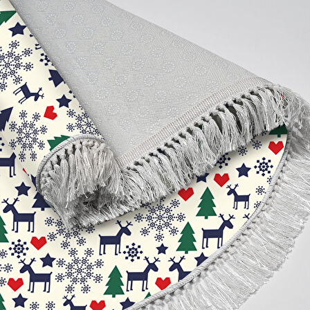 Alanur Home Yılbaşına Özel Keçe Dijital Yıkanabilir Yuvarlak Halı Chr10M