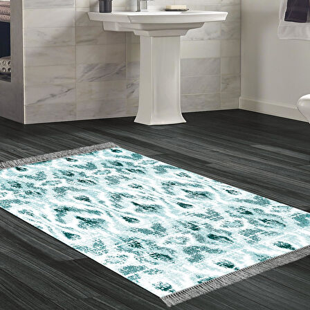 Dekoreko Kaymaz Taban Djt Banyo Halısı Yıldız Deri Saçaklı İskandinav F5136