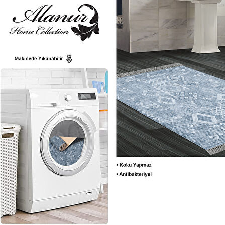 Dekoreko Kaymaz Taban Djt Banyo Halısı Yıldız Deri Saçaklı İskandinav F5137