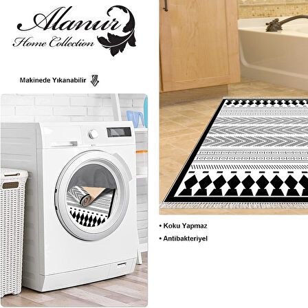 Dekoreko Kaymaz Taban Djt Banyo Halısı Yıldız Deri Saçaklı İskandinav M1273