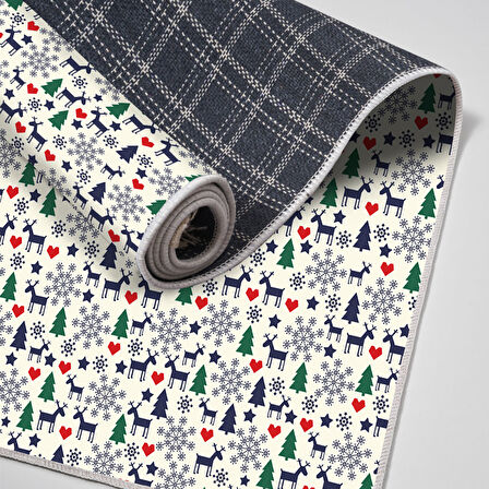 Alanur Home Yılbaşına Özel Pamuk Dijital Yıkanabilir Halı Chr10M