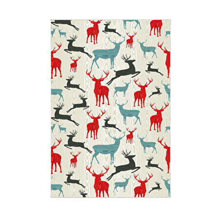 Alanur Home Yılbaşına Özel Keçe Dijital Yıkanabilir Halı Chr7M