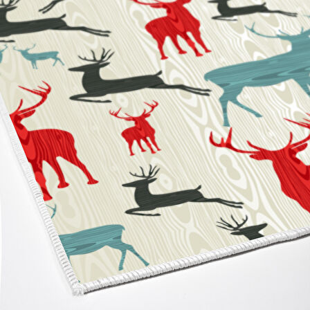 Alanur Home Yılbaşına Özel Keçe Dijital Yıkanabilir Halı Chr7M