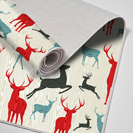 Alanur Home Yılbaşına Özel Keçe Dijital Yıkanabilir Halı Chr7M