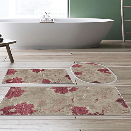 Eko Trend Djt 3 Lü Yıkanabilir Kaymaz Taban Banyo Paspas Seti 660M Suluboya