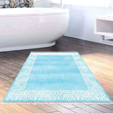 Dekoreko Kaymaz Taban Djt Banyo Halısı Yıldız Deri Saçaklı Modern 1460