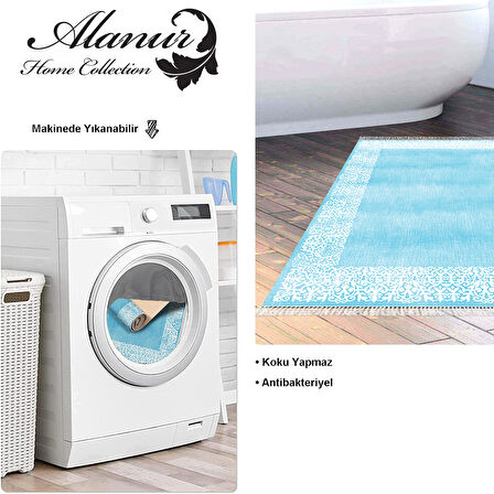 Dekoreko Kaymaz Taban Djt Banyo Halısı Yıldız Deri Saçaklı Modern 1460