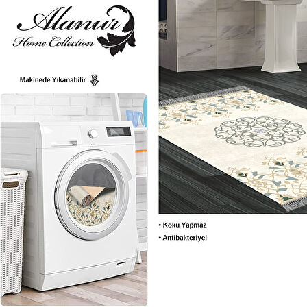 Dekoreko Kaymaz Taban Djt Banyo Halısı Yıldız Deri Saçaklı Modern 1491