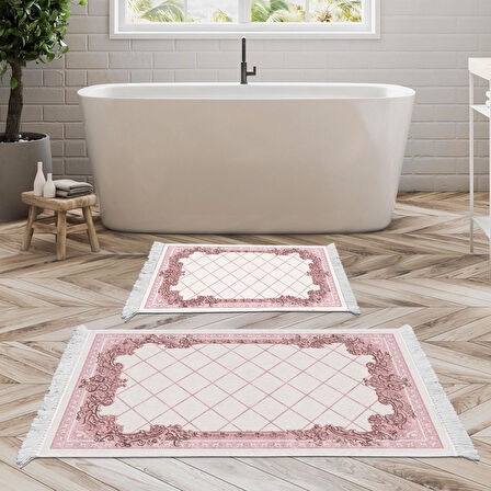 Eko Trend Djt 2 Li Yıkanabilir Kaymaz Taban Banyo Paspas Klozet Takımı 748 Modern