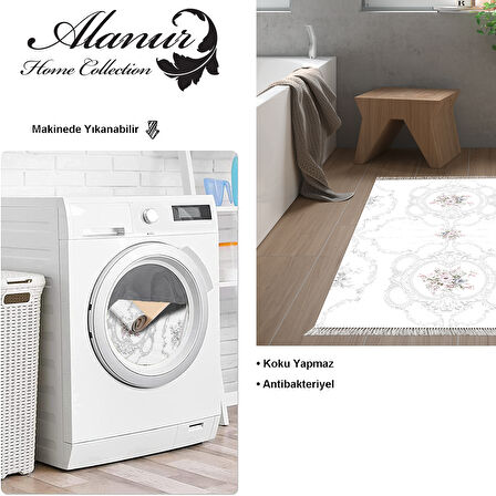 Dekoreko Kaymaz Taban Djt Banyo Halısı Yıldız Deri Saçaklı Modern 1494