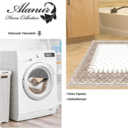 Dekoreko Kaymaz Taban Djt Banyo Halısı Yıldız Deri Saçaklı Modern 1529