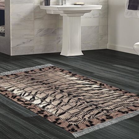 Dekoreko Kaymaz Taban Djt Banyo Halısı Yıldız Deri Saçaklı Modern 1906