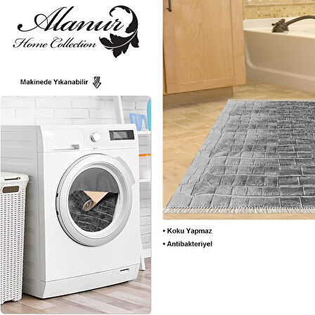 Dekoreko Kaymaz Taban Djt Banyo Halısı Yıldız Deri Saçaklı Modern 1911