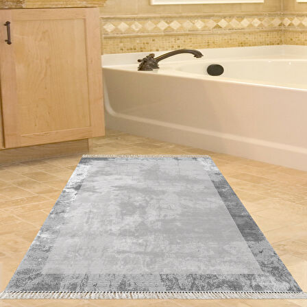 Dekoreko Kaymaz Taban Djt Banyo Halısı Yıldız Deri Saçaklı Modern 1921