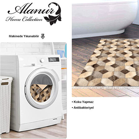 Dekoreko Kaymaz Taban Djt Banyo Halısı Yıldız Deri Saçaklı Modern 1926