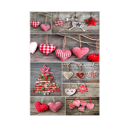 Alanur Home Yılbaşına Özel Keçe Dijital Yıkanabilir Halı Chr14M