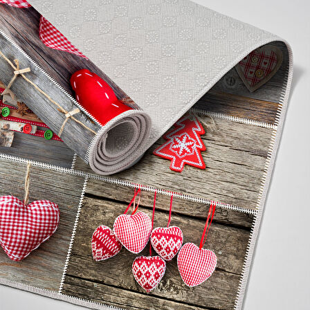 Alanur Home Yılbaşına Özel Keçe Dijital Yıkanabilir Halı Chr14M