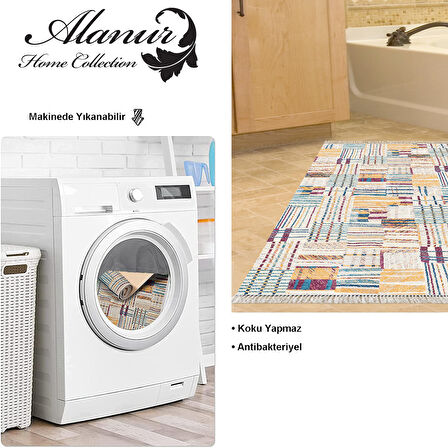 Dekoreko Kaymaz Taban Djt Banyo Halısı Yıldız Deri Saçaklı Modern 1937