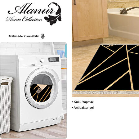 Dekoreko Kaymaz Taban Djt Banyo Halısı Yıldız Deri Saçaklı Modern 686M