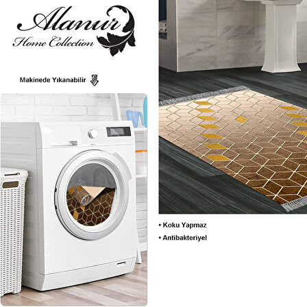 Dekoreko Kaymaz Taban Djt Banyo Halısı Yıldız Deri Saçaklı Modern 719