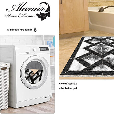Dekoreko Kaymaz Taban Djt Banyo Halısı Yıldız Deri Saçaklı Modern 722