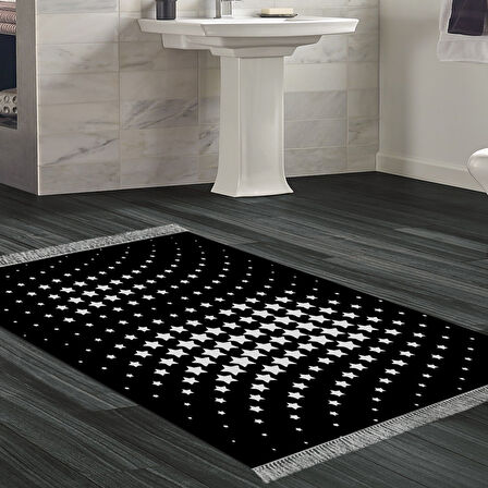 Dekoreko Kaymaz Taban Djt Banyo Halısı Yıldız Deri Saçaklı Modern 723