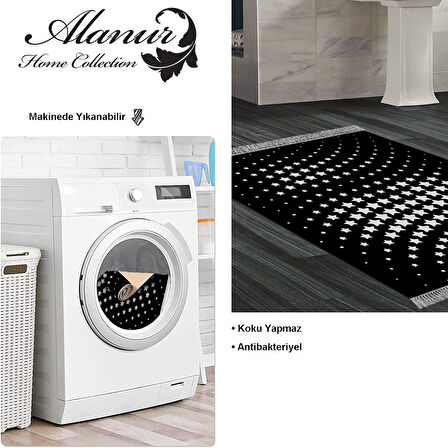 Dekoreko Kaymaz Taban Djt Banyo Halısı Yıldız Deri Saçaklı Modern 723