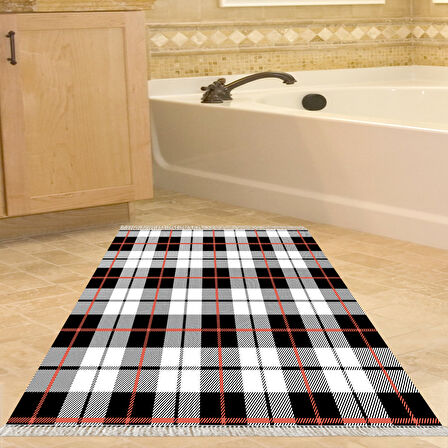 Dekoreko Kaymaz Taban Djt Banyo Halısı Yıldız Deri Saçaklı Modern 750