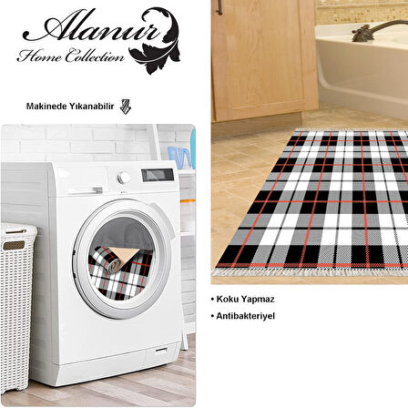 Dekoreko Kaymaz Taban Djt Banyo Halısı Yıldız Deri Saçaklı Modern 750